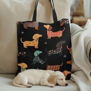 Dachshund Canvas Tote, Stylish Reusable Grocery Bags, Shopping Bags, Doggy Stuff